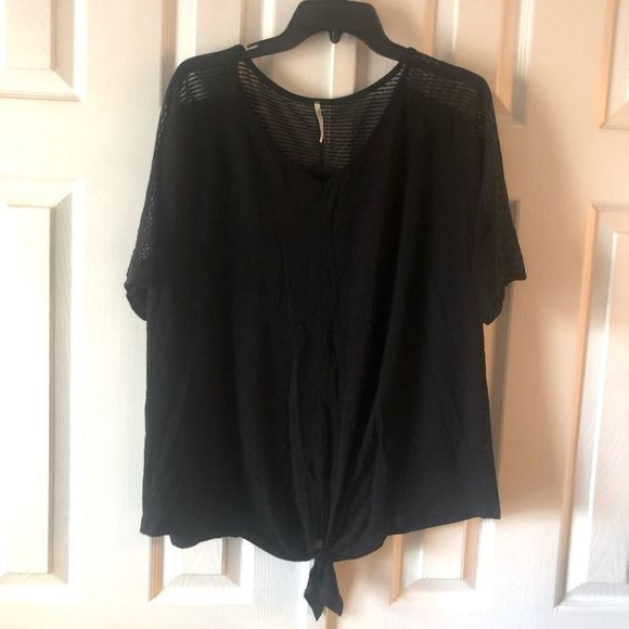 6/$20 Nine Eight black tie knot sheer arms top size M - Picture 1 of 2